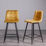 Gallery Collection Mondrian - Mustard Velvet Fabric Bar Stool with Black Legs (Pair)