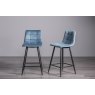 Gallery Collection Mondrian - Petrol Blue Velvet Fabric Bar Stools with Black Legs (Pair)