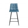 Gallery Collection Mondrian - Petrol Blue Velvet Fabric Bar Stools with Black Legs (Pair)