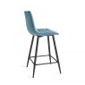 Gallery Collection Mondrian - Petrol Blue Velvet Fabric Bar Stools with Black Legs (Pair)