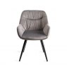 Gallery Collection Dali - Grey Velvet Fabric Chairs with Black Legs (Pair)