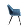 Gallery Collection Dali - Petrol Blue Velvet Fabric Chairs with Black Legs (Pair)