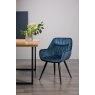Gallery Collection Dali - Petrol Blue Velvet Fabric Chairs with Black Legs (Pair)