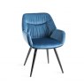 Gallery Collection Dali - Petrol Blue Velvet Fabric Chairs with Sand Black Powder Coated Legs (Pair)