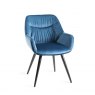 Gallery Collection Dali - Petrol Blue Velvet Fabric Chairs with Black Legs (Pair)