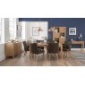 Signature Collection High Park Knotty Oak Dining Set - 6-8 Table & 6 Distressed Bonded Leather Armchairs