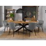 Bentley Designs Ellipse Rustic Oak 6 Seat Dining Table- cezanne grey velvet