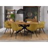 Bentley Designs Ellipse Rustic Oak 6 Seat Dining Table- dali mustard velvet