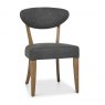 Bentley Designs ellipse Rustic Oak Upholstered Chair- Dark Grey Fabric- front angle shot