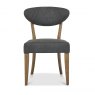 Bentley Designs ellipse Rustic Oak Upholstered Chair- Dark Grey Fabric- front on