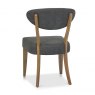 Bentley Designs ellipse Rustic Oak Upholstered Chair- Dark Grey Fabric- back angle shot