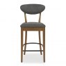 Bentley Designs Ellipse Rustic Oak Upholstered Barstool- Dark Grey Fabric- front on