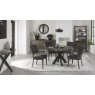 Bentley Designs Ellipse Fumed Oak 4 Seat Circular Dining Table- logan dark grey fabric