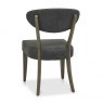 Bentley Designs Ellipse Fumed Oak Upholstered Chair- Dark Grey Fabric- back angle shot