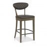 Bentley Designs Ellipse Fumed Oak Upholstered Barstool- Old West Vintage Bonded Leather- front angle shot