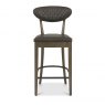 Bentley Designs Ellipse Fumed Oak Upholstered Barstool- Old West Vintage Bonded Leather- front on