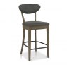 Bentley Designs Ellipse Fumed Oak Upholstered Barstool- Dark Grey Fabric- front angle shot