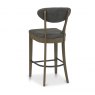 Bentley Designs Ellipse Fumed Oak Upholstered Barstool- Dark Grey Fabric- back angle shot