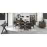 Bentley Designs Ellipse Fumed Oak Entertainment Unit- 6 seater table and margot dark grey fabric