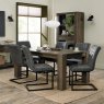 Bentley Designs Logan Fumed Oak 6 Seat Dining Table and Lewis Distressed Dark Grey Fabric