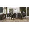 Bentley Designs Logan Fumed Oak Wide Sideboad - 6 - 8 Extending Dining Table and Logan Dark Grey Fabric