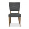 Bentley Designs Logan Rustic Oak Upholstered Chair- Dark Grey Fabric- front on