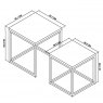 Bentley Designs Renzo Zinc & Dark Grey Nest of Lamp Tables - line drawing