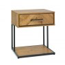 Bentley Designs Riva Rustic Oak 1 drawer nightstand - front angle shot