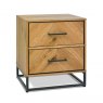 Bentley Designs Riva Rustic Oak 2 drawer nightstand - front angle shot