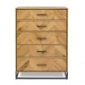 Bentley Designs Riva Rustic Oak 5 drawer tall chest - front on