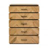 Bentley Designs Riva Rustic Oak 5 drawer tall chest - feature drawers open