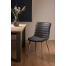 Gallery Collection Eriksen - Dark Grey Faux Leather Chairs with Grey Rustic Oak Effect Legs (Pair)