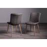 Gallery Collection Eriksen - Dark Grey Faux Leather Chairs with Grey Rustic Oak Effect Legs (Pair)