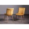 Gallery Collection Eriksen - Mustard Velvet Fabric Chairs with Grey Rustic Oak Effect Legs (Pair)