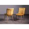 Gallery Collection Eriksen - Mustard Velvet Fabric Chairs with Oak Effect Legs (Pair)