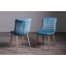 Gallery Collection Eriksen - Petrol Blue Velvet Fabric Chairs with Oak Effect Legs (Pair)