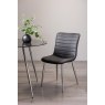 Gallery Collection Rothko - Black Faux Leather Chairs with Shiny Nickel Legs (Pair)