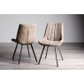Gallery Collection Fontana - Tan Faux Suede Fabric Chairs with Grey Hand Brushing on Black Powder Coated Legs (Pair)