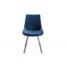 Gallery Collection Fontana - Blue Velvet Fabric Chairs with Black Legs (Pair)