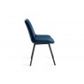 Gallery Collection Fontana - Blue Velvet Fabric Chairs with Grey Hand Brushing on Black Powder Coated Legs (Pair)