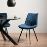 Gallery Collection Fontana - Blue Velvet Fabric Chair with Black Legs (Pair)
