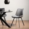 Gallery Collection Fontana - Grey Velvet Fabric Chair with Black  Legs (Pair)