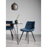 Gallery Collection Seurat - Blue Velvet Fabric Chairs with Sand Black Powder Coated Legs (Pair)