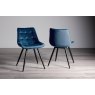 Gallery Collection Seurat - Blue Velvet Fabric Chairs with Sand Black Powder Coated Legs (Pair)