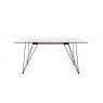 Gallery Collection Miro Clear Tempered Glass 6 Seater Dining Table with Sand Black Powder Coated Legs