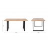 Gallery Collection Ramsay Oak Melamine 6 Seater Dining Table with U Shape Black Legs