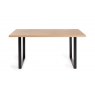 Gallery Collection Ramsay Rustic Oak Effect Melamine 6 Seater Dining Table with U Shape Sand Black Powder Coated Legs