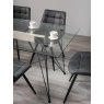 Gallery Collection Miro Clear Tempered Glass 6 Seater Dining Table & 6 Seurat Dark Grey Faux Suede Fabric Chairs with Sand Black Powder Coated Legs