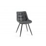 Gallery Collection Miro Clear Glass 6 Seater Table & 6 Seurat Dark Grey Faux Suede Fabric Chairs