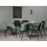 Gallery Collection Miro Clear Glass 6 Seater Table & 6 Seurat Green Velvet Chairs